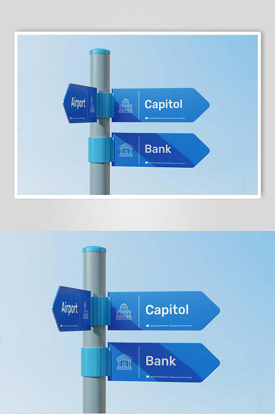 蓝色路牌导视路牌样机