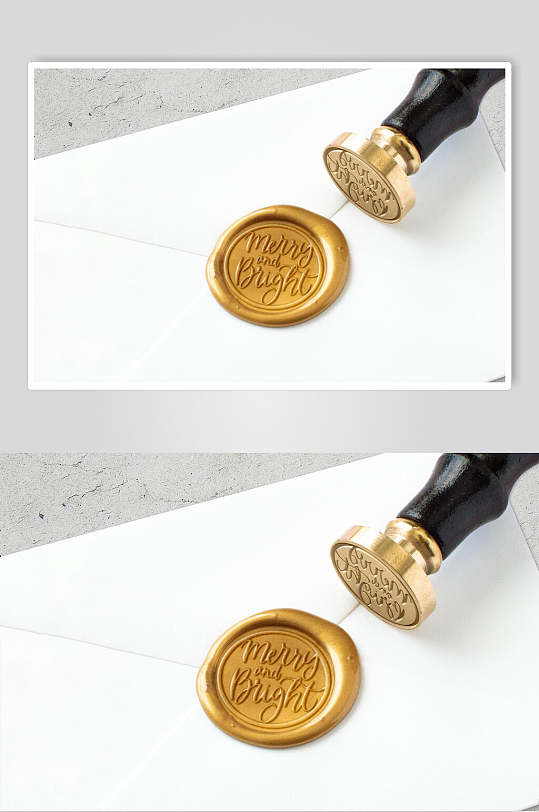 圆圈火漆英文字母棕色印章样机-众图网