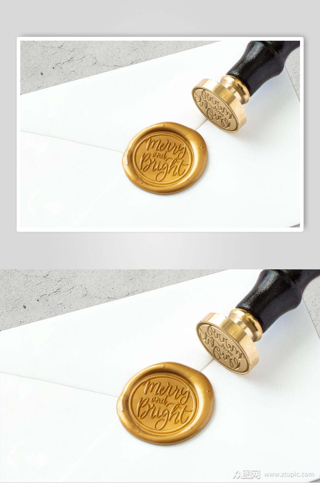 圆圈火漆英文字母棕色印章样机素材