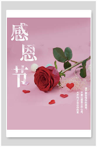 玫瑰花感恩节海报