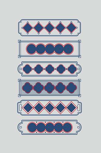 圆圈菱形长方形古典边框矢量素材