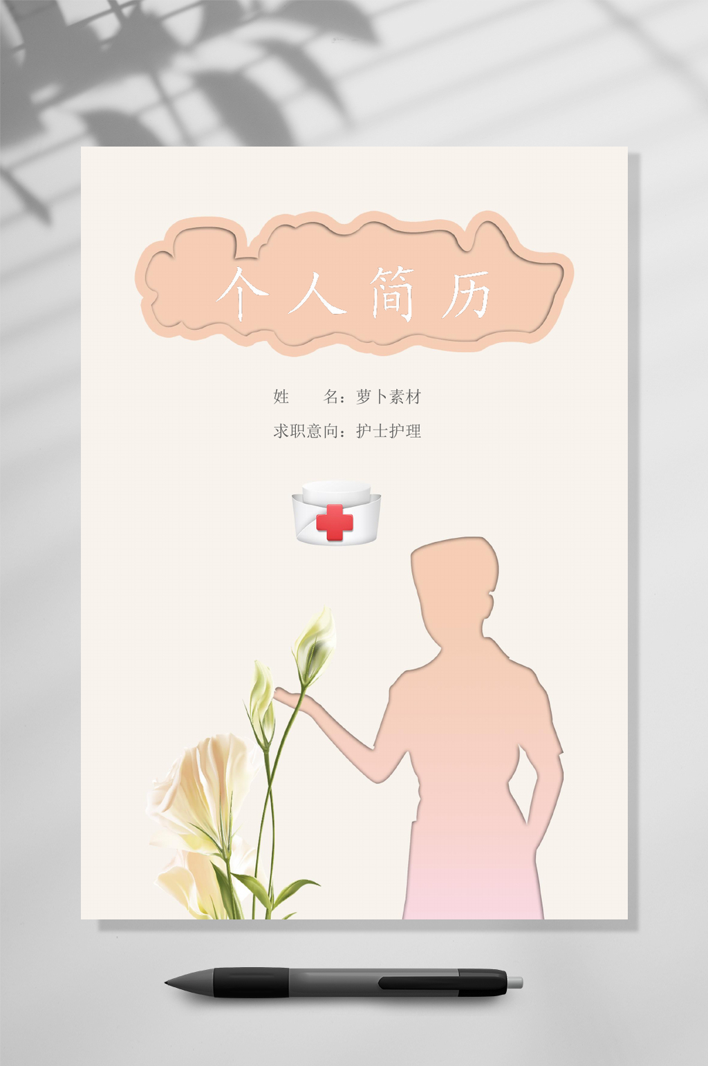 个人简历护士简历WORD素材
