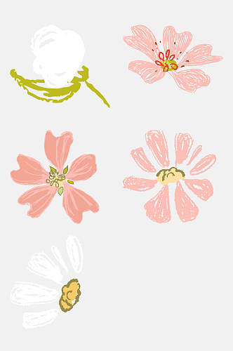 花蕊水彩可爱花卉图案免抠素材