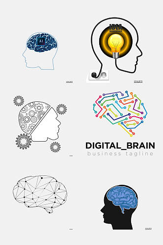 创意线路大脑卡通图案免抠素材