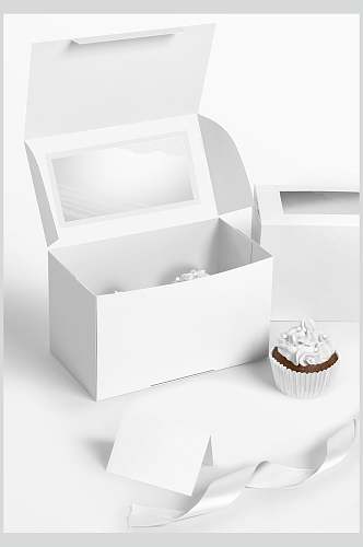 纸杯立体灰白色蛋糕盒包装样机