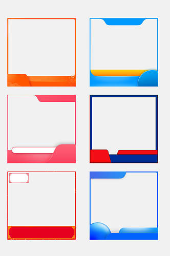 正方形红色电商主图边框免抠素材