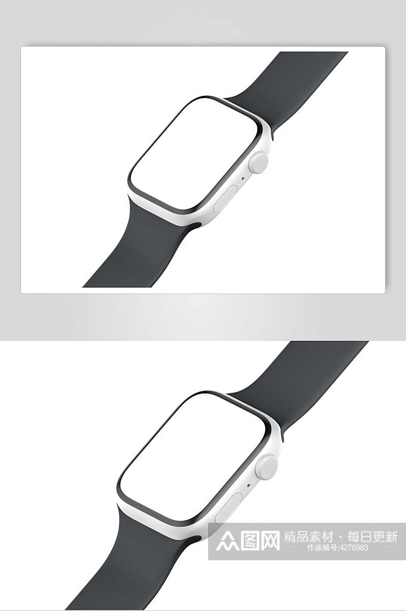 表带灰苹果手表可视化贴图样机素材