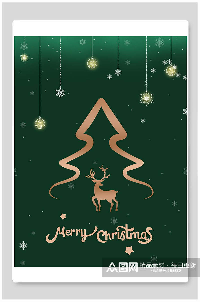 鹿头英文挂饰高端大气圣诞节背景素材