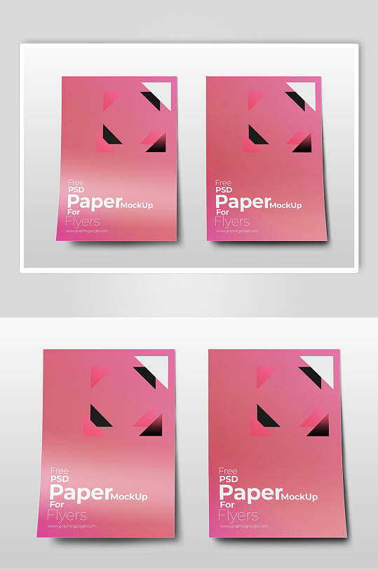 三角形英文字母粉色宣传单样机