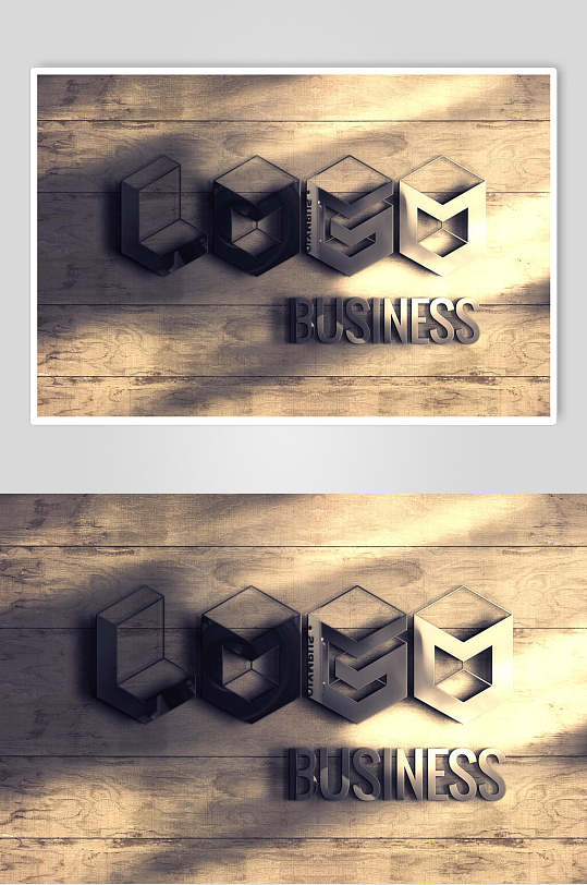 英文字母木板木纹材质logo样机