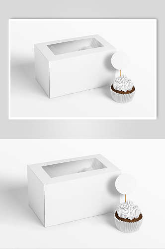 白膜纸杯灰白色蛋糕盒包装样机