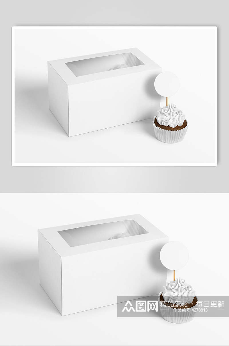 白膜纸杯灰白色蛋糕盒包装样机素材