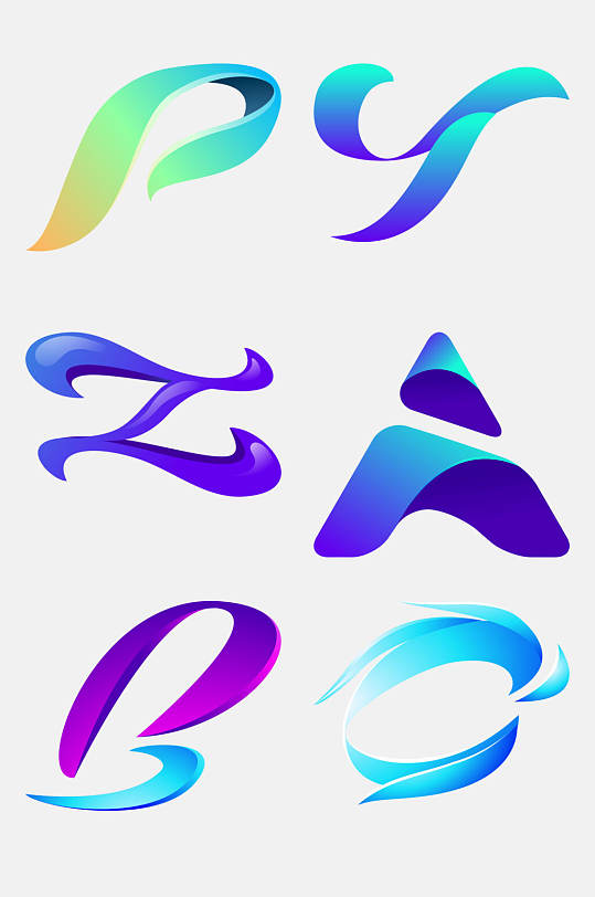 紫色蓝色b艺术字母免抠素材