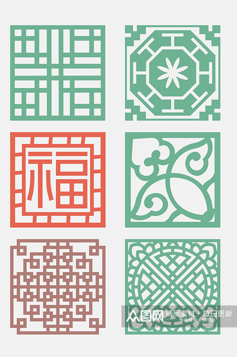 中式传统正方形图案免抠素材素材