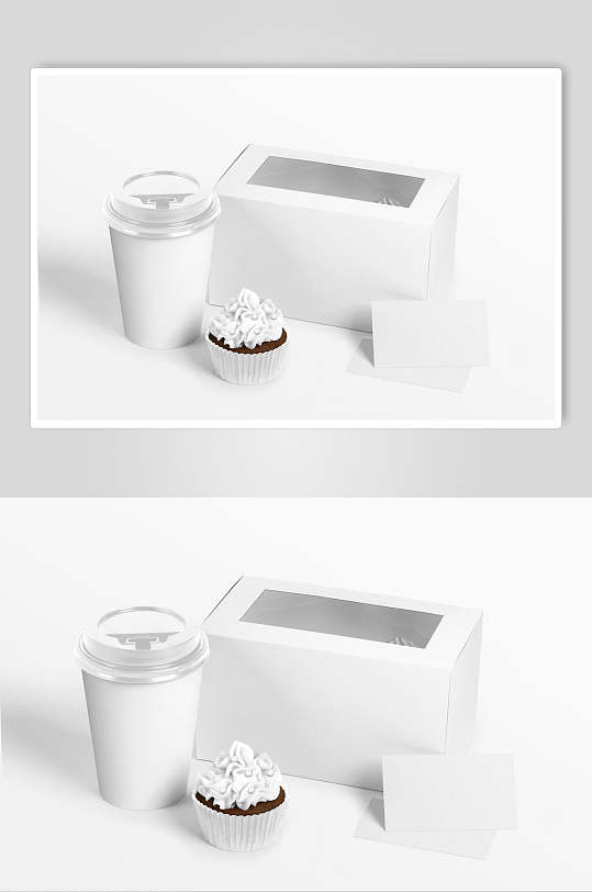 圆形盖子白膜灰蛋糕盒包装样机