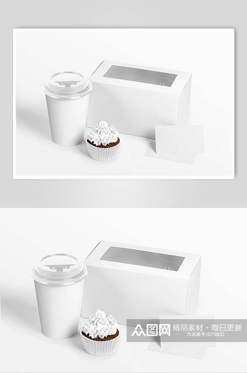 圆形盖子白膜灰蛋糕盒包装样机素材