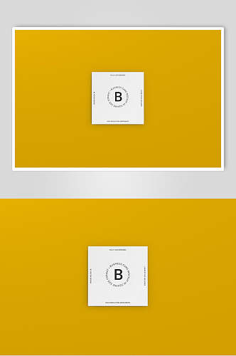 英文字母黄正方形单页展示样机