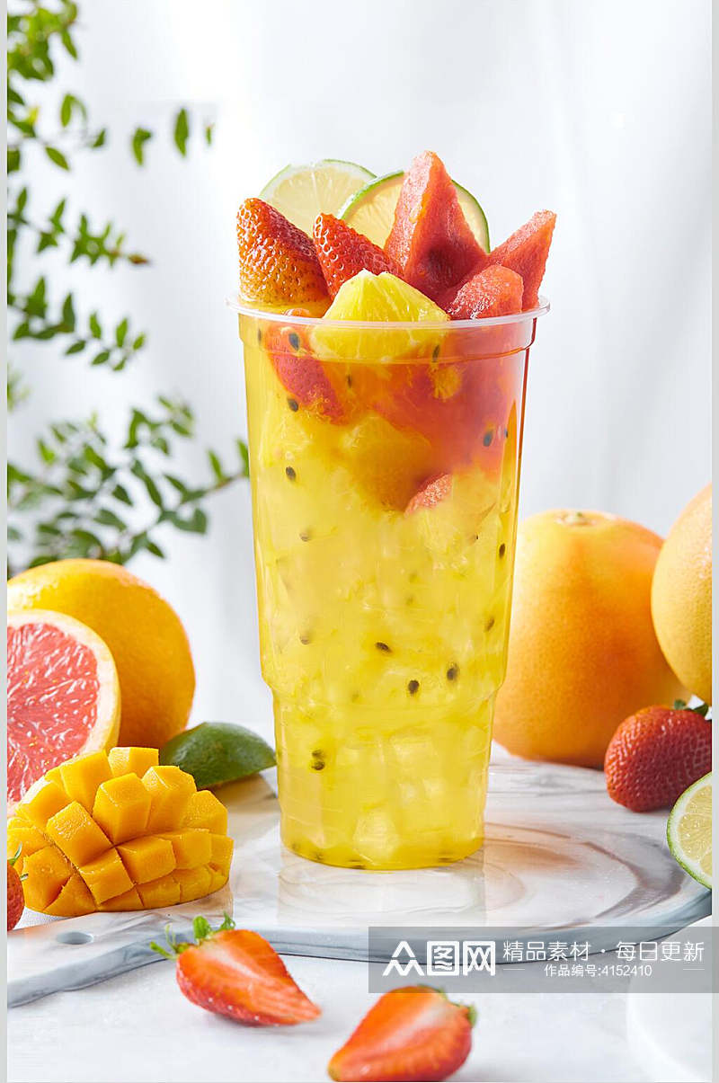 芒果草莓奶茶果汁饮品图片素材