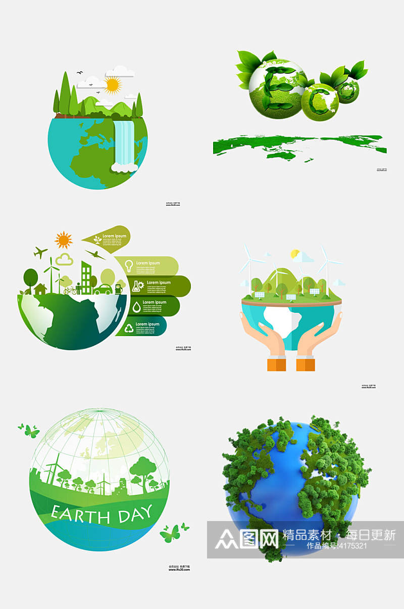 圆形地球仪指示牌绿色环保图案免抠素材素材