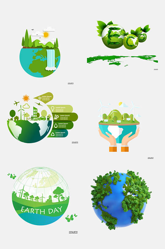 圆形地球仪指示牌绿色环保图案免抠素材