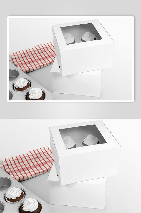 纸杯布料立体方形蛋糕盒包装样机