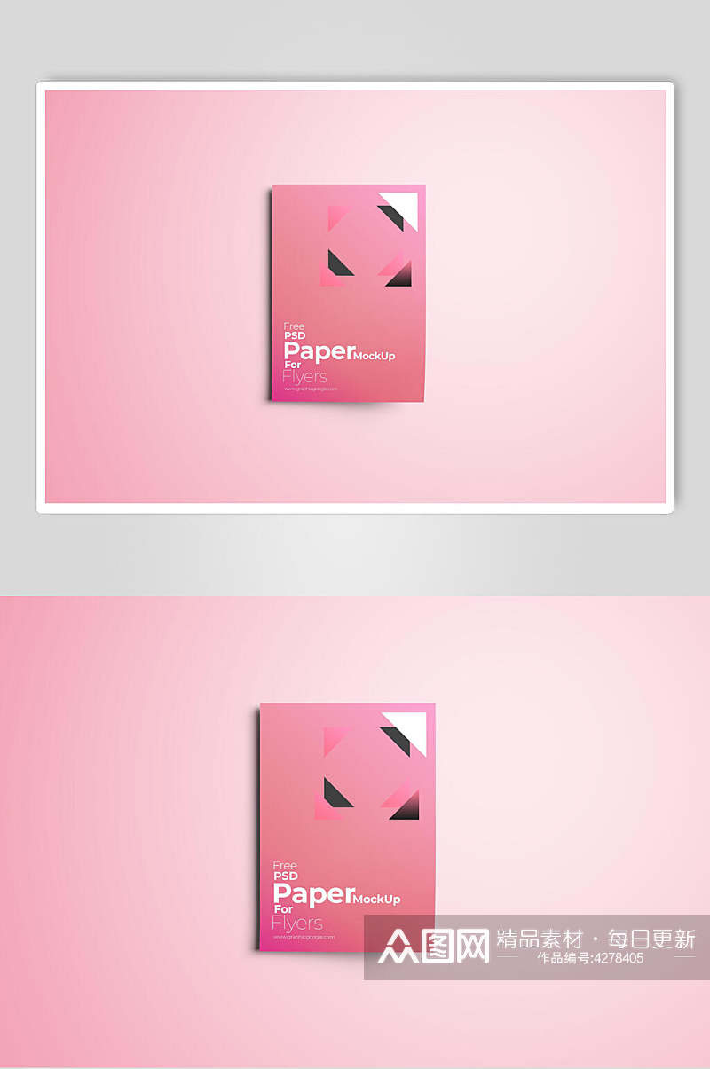 三角形英文字母粉色宣传单样机素材