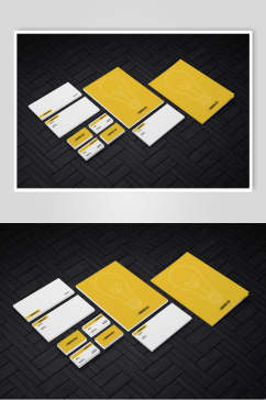 长方形纸张远景黄色品牌VI样机