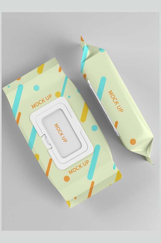 英文字母圆圈灰色湿巾包装样机