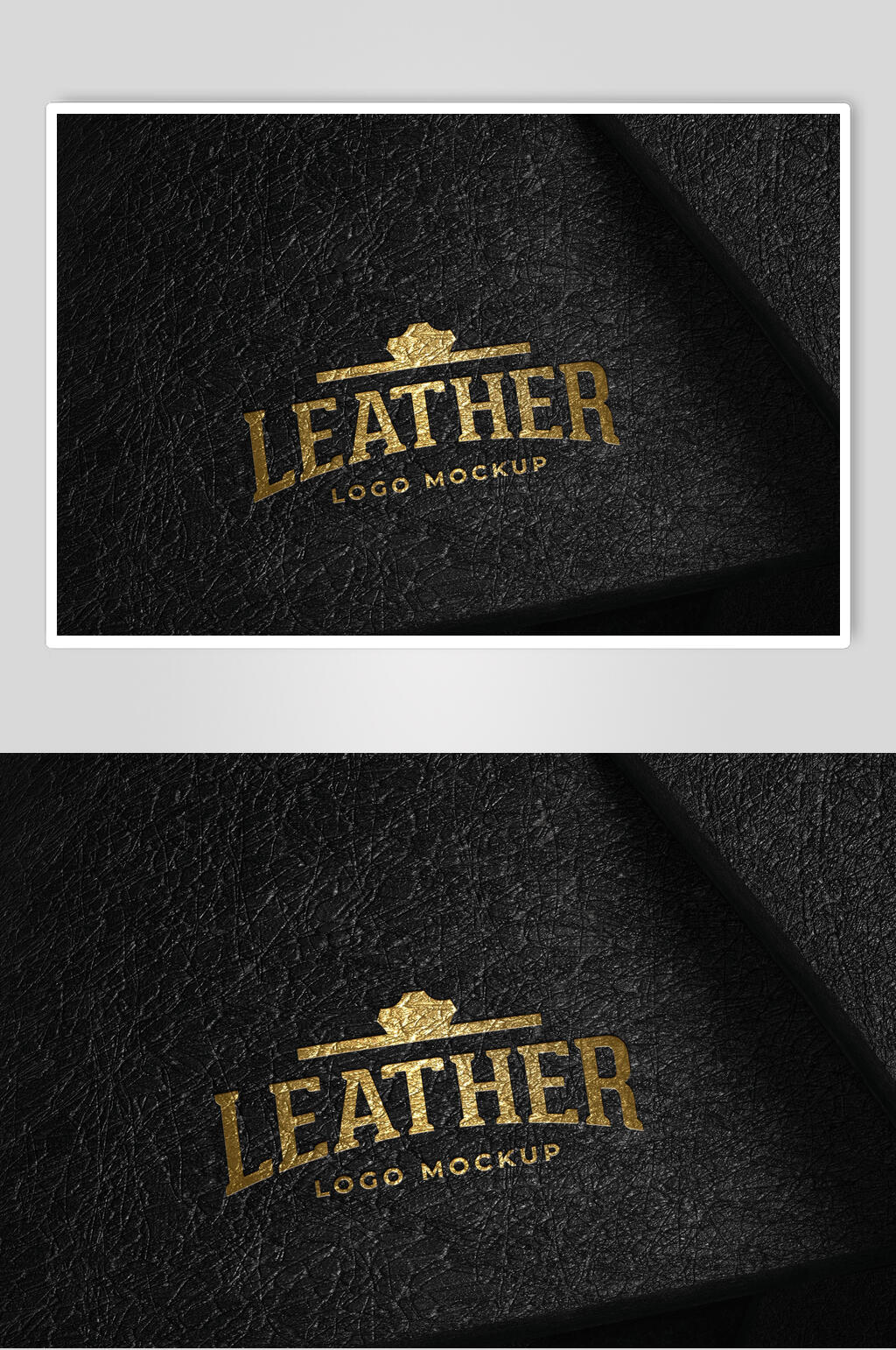 英文字母黑皮革材质LOGO样机素材