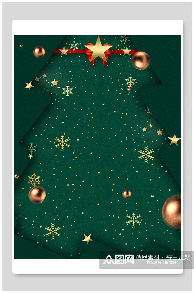 光点五角星蝴蝶结绿圣诞节背景素材