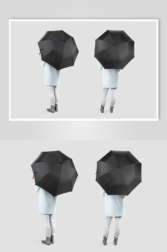 鞋子衣服灰白色背景墙雨伞展示样机