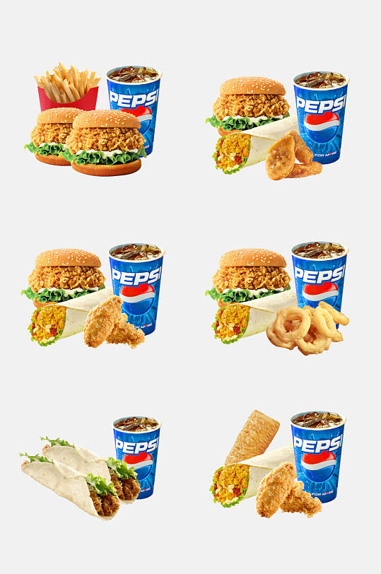 墨西哥肉就可乐汉堡套餐免抠素材