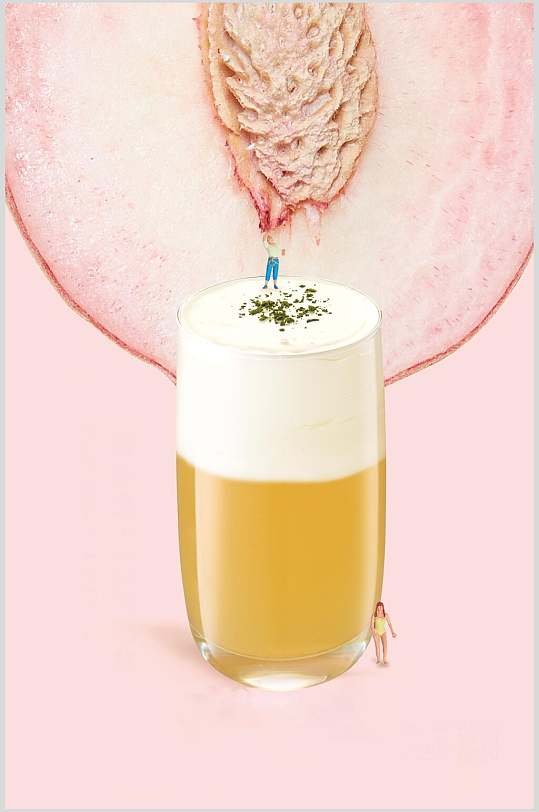 桃子奶茶果汁饮品图片