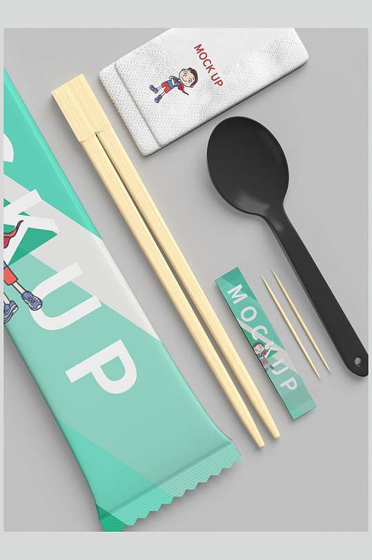膨化袋一次性筷子勺子包装样机