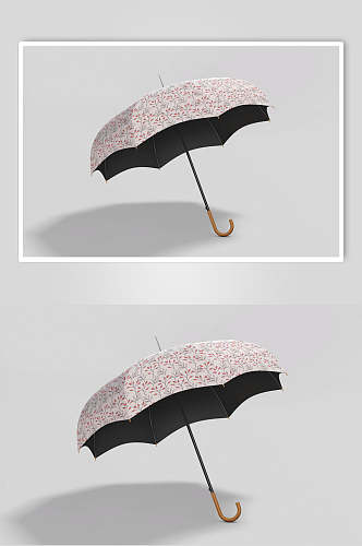 伞柄阴影灰白背景雨伞展示样机