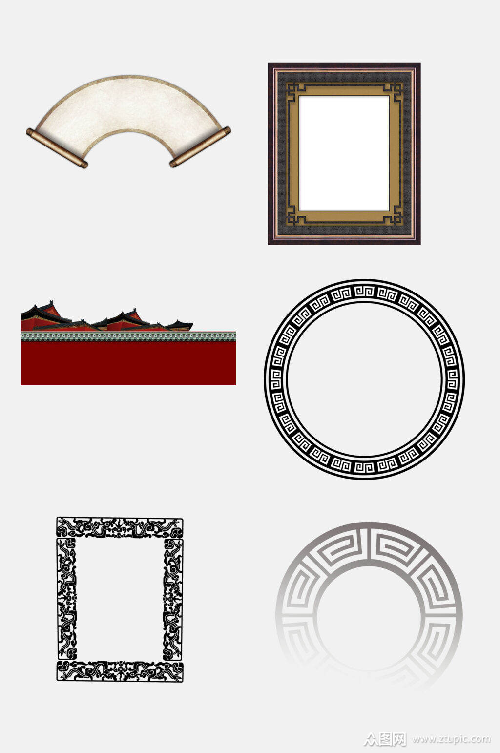 高端古典边框八卦免抠素材素材