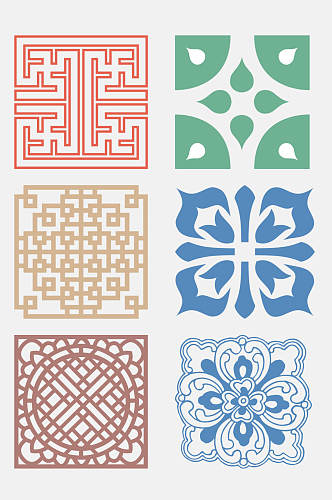 中式传统花边形图案免抠素材