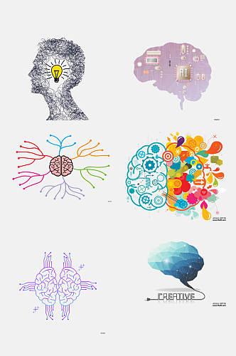 创意机械大脑卡通图案免抠素材