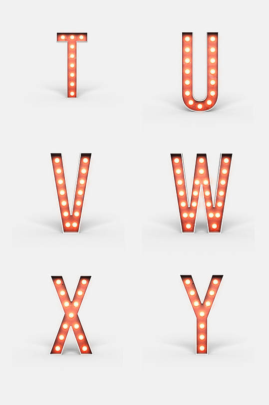 阴影留白灯泡英文字母免抠素材