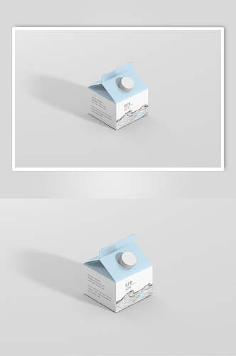 立体方形灰白色牛奶盒包装样机