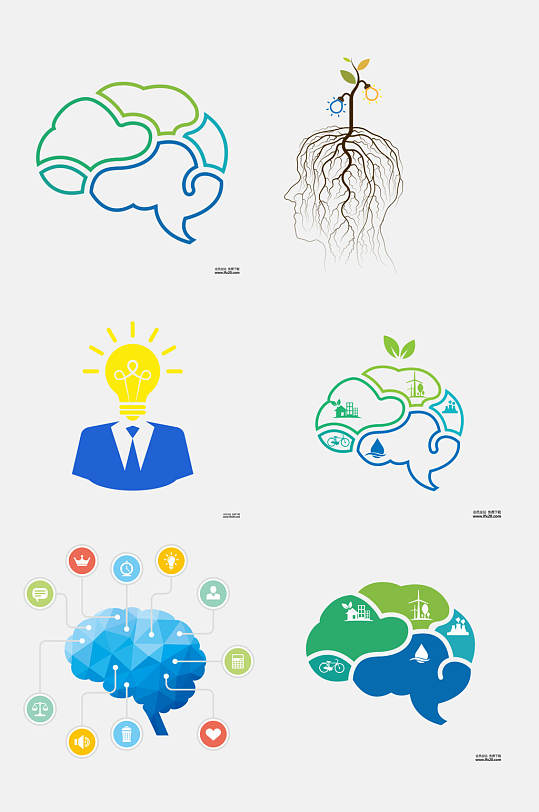 创意大脑卡通设计图案免抠素材