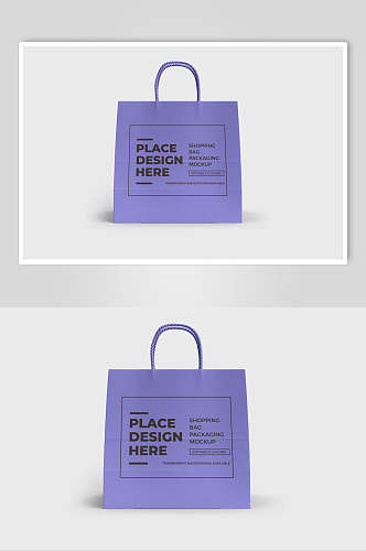 方形英文字母紫手提购物袋样机