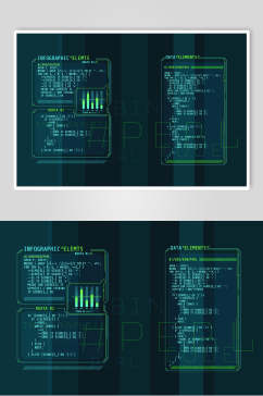 商务绿清新数据科技可视化矢量素材
