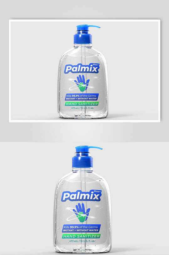 按压式英文洗手液智能贴图样机