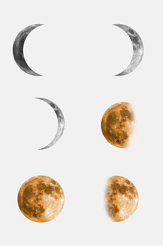 圆圈花纹棕色月像月亮免抠素材