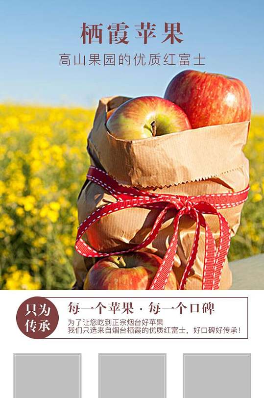 栖霞苹果高山果园的优质红富士苹果水果手机版详情页