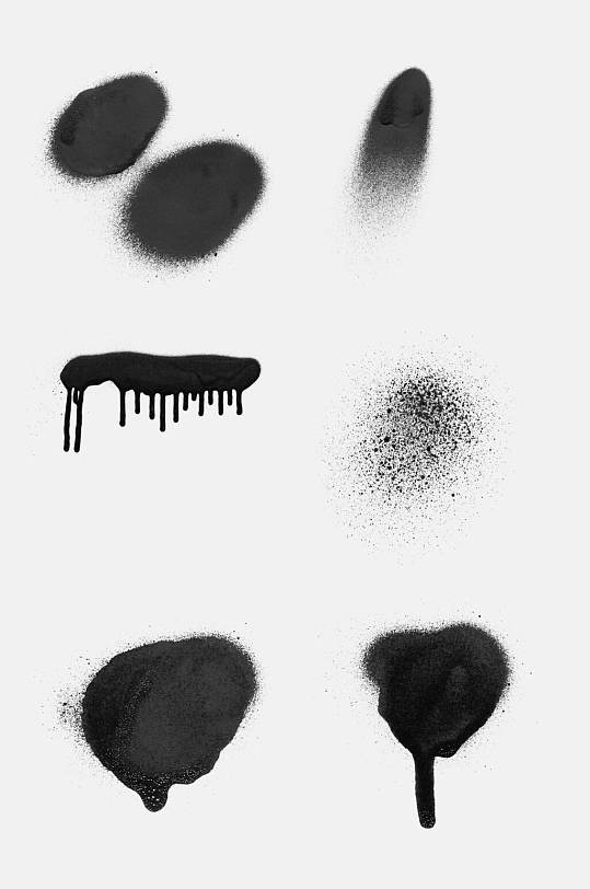 圆形长方形水墨流淌黑色斑点墨点免抠素材