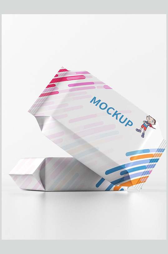 立体条纹灰白色男湿巾包装样机-众图网