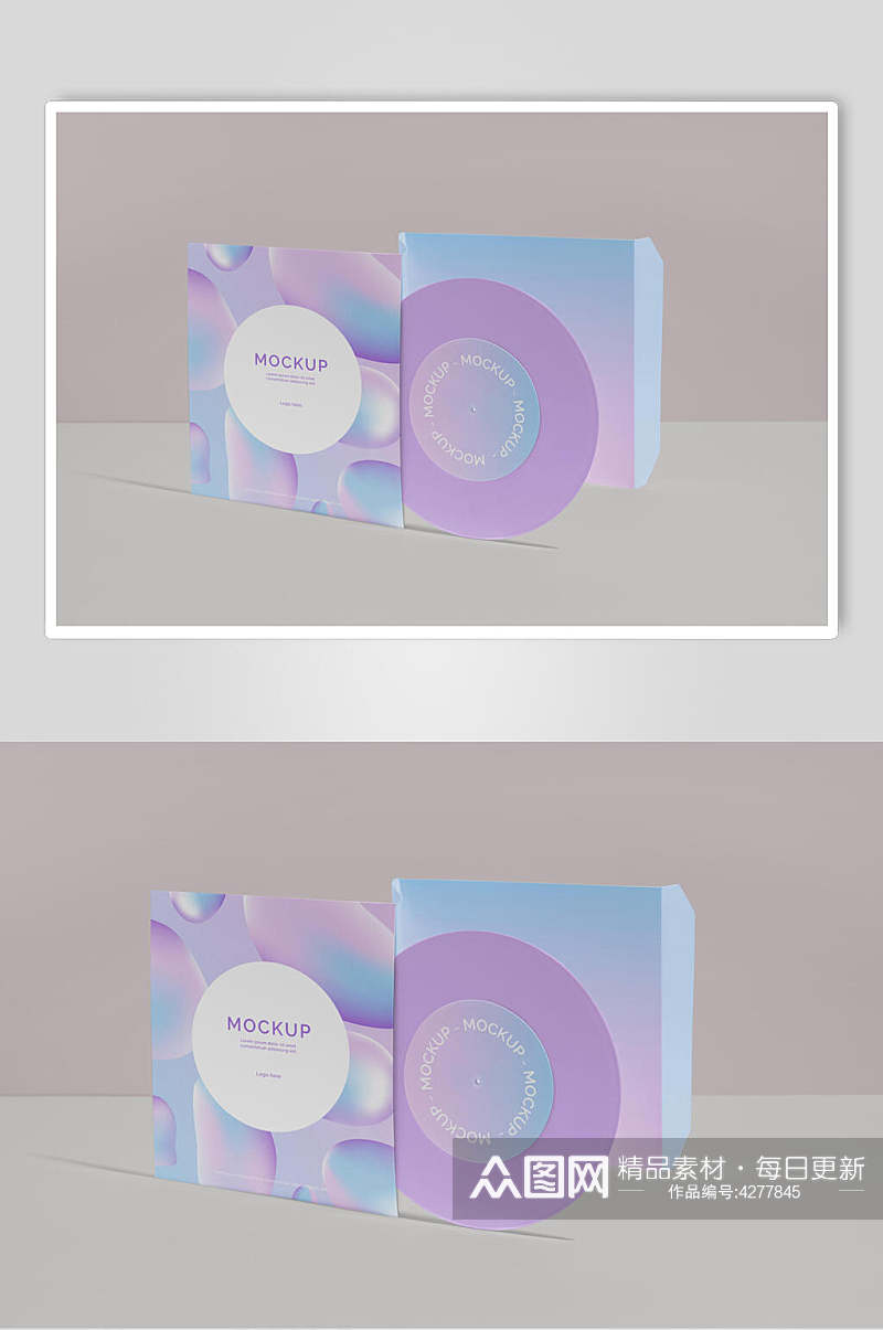 光碟英文字母紫色光盘包装样机素材
