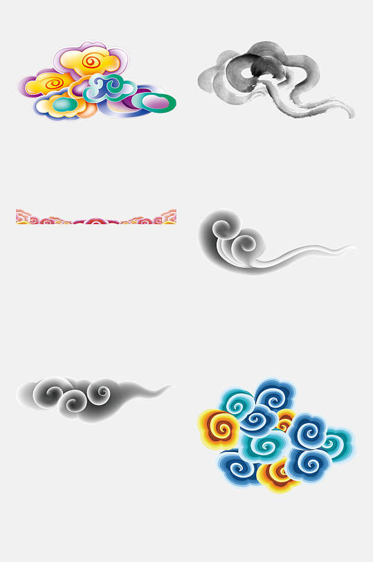 卷式極簡(jiǎn)主義藍(lán)色祥云免摳素材